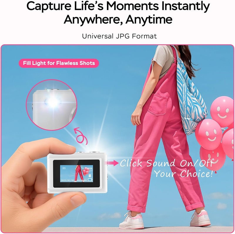 Dienspeak Mini Camera 1080P HD Video Recorder - Keychain Digital Camcorder with 64GB Card, 0.96" HD Display, Long Battery Life, Ultra-Portable Tiny Camera for Travel/Vlog/Night Shots, White - Image 3